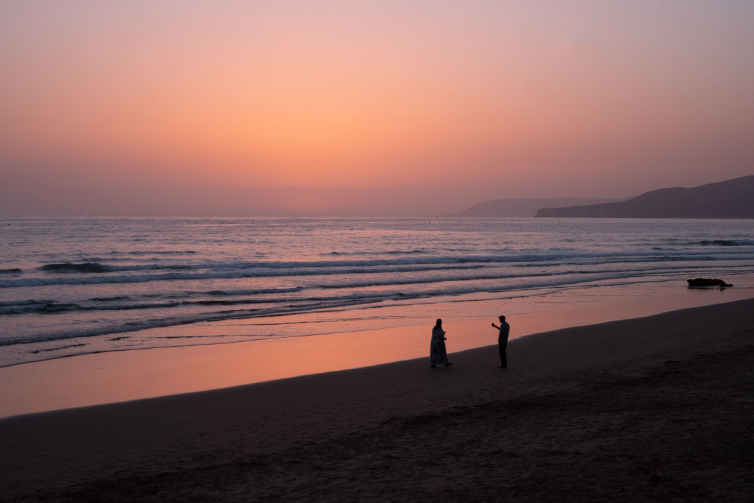 Coucher de soleil sur la plage du Fairmont Taghazout Bay © Jean-François Guggenheim