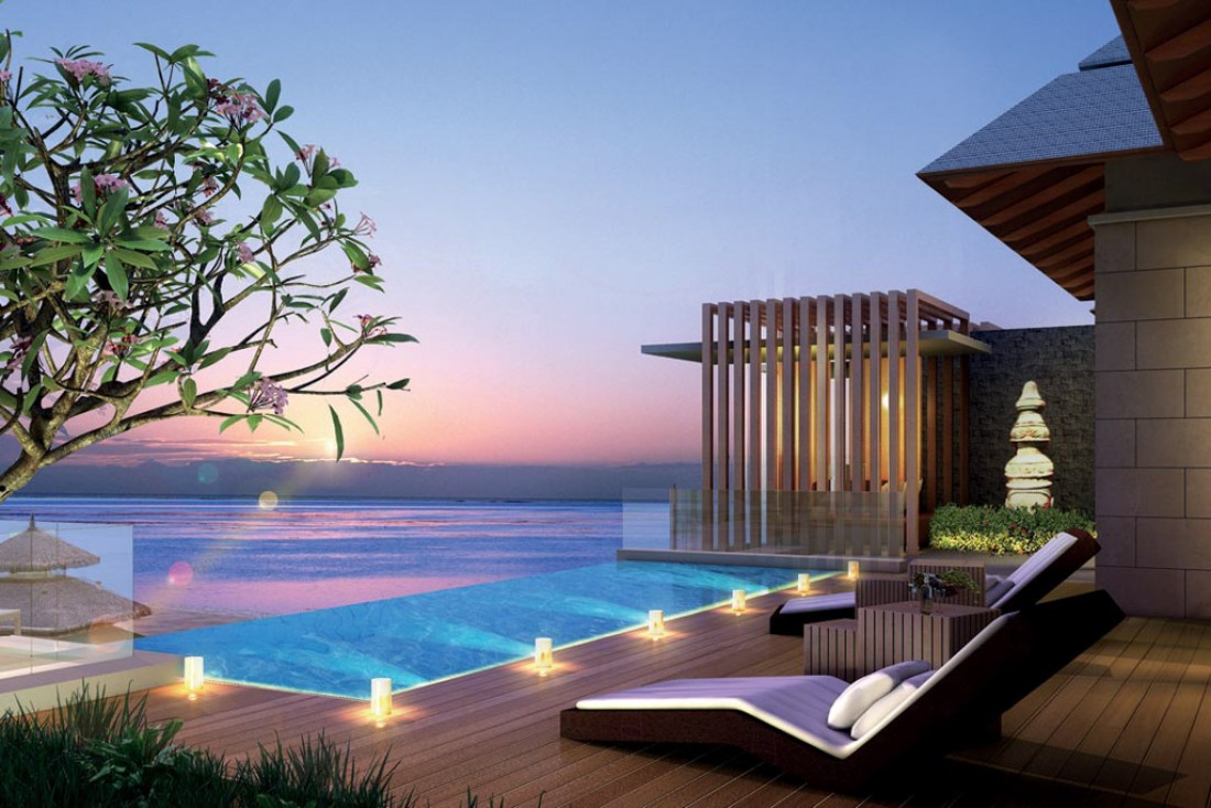 Le Ritz-Carlton Bali offre de très luxueuses villas surplombant l'océan du haut des falaises du sud de l'île.