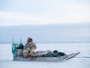 Un chasseur fait route vers Siorapaluk. Son traineau, plus rapide que le nôtre, nous double.