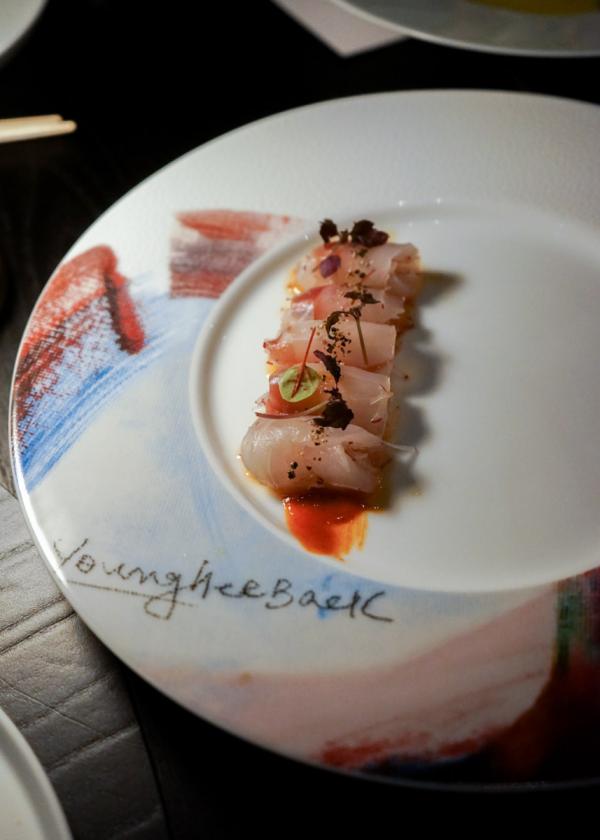 Akira Back au Prince de Galles | « Jeju Domi », l'une des assiettes signature du chef © MB|YONDER.fr