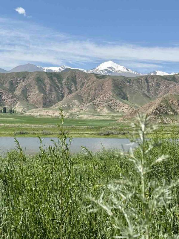 Au Kirghizistan, la route longe l’eau, avec les sommets enneigés pour horizon © DR Au Kirghizistan, la route longe l’eau, avec les sommets enneigés pour horizon © DR