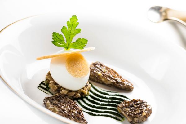 Oeuf de Poule Mollet / Premières Morilles de Printemps à la Crème © Thierry CARON