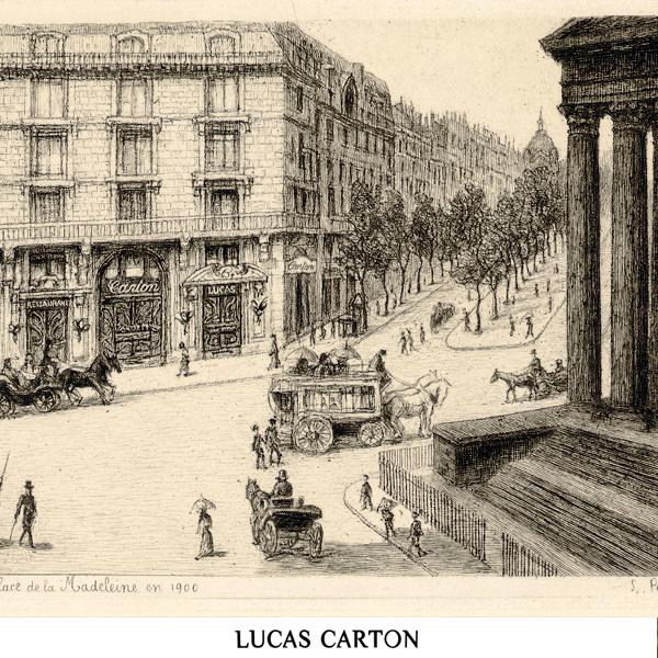 Esquisse du restaurant Lucas Carton, institution gastronomique parisienne, au début du XXème siècle © DR