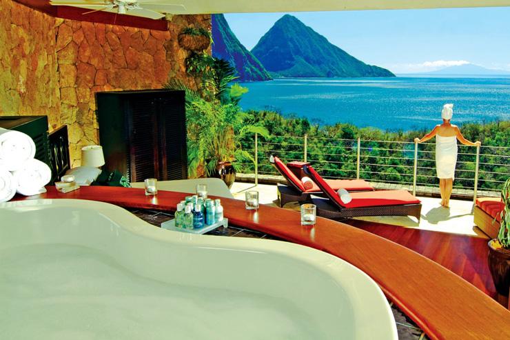 Jade Mountain, Sainte-Lucie - Salle de bain avec vue