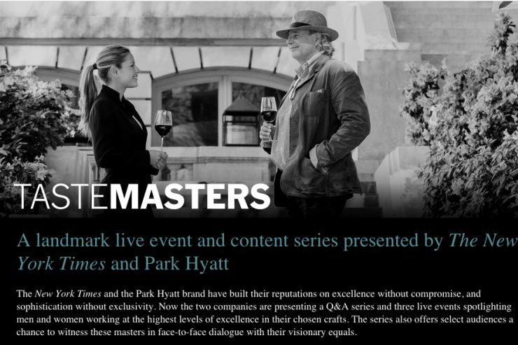 Les « TasteMasters », nouvelle collaboration exclusive entre le New York Times et les hôtels Park Hyatt