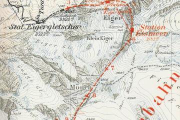 Le tracé original qui prévoyait une station proche du sommet. © Jungfraubahnen Le tracé original qui prévoyait une station proche du sommet. © Jungfraubahnen